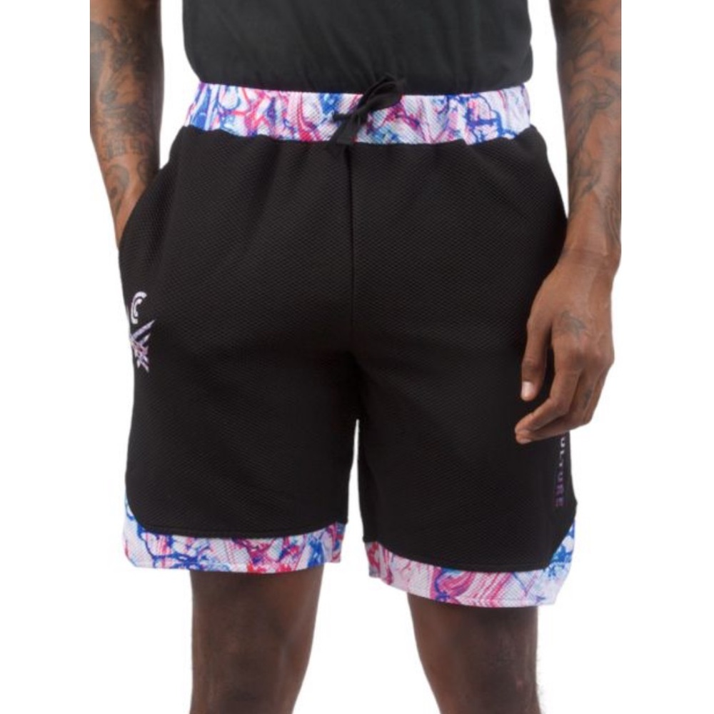 Men’s Crossover Culture Black and Pink Athletic Shorts